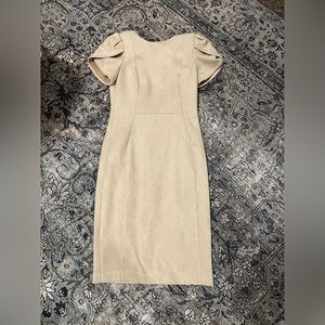 Beige suede puff sleeve dress